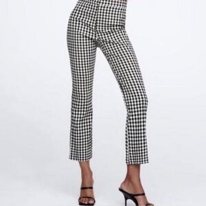 Zara Black Gingham Flared Cropped Pants